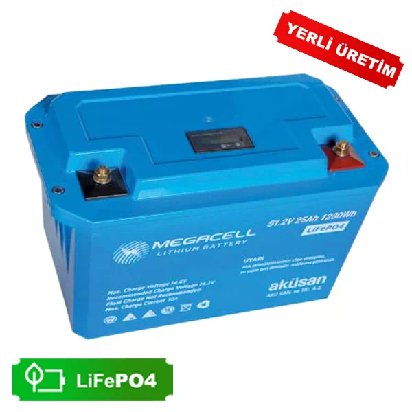 Megacell Solar Lityum Demir Fosfat Akü 51.2 V 25 Ah LiFePO4