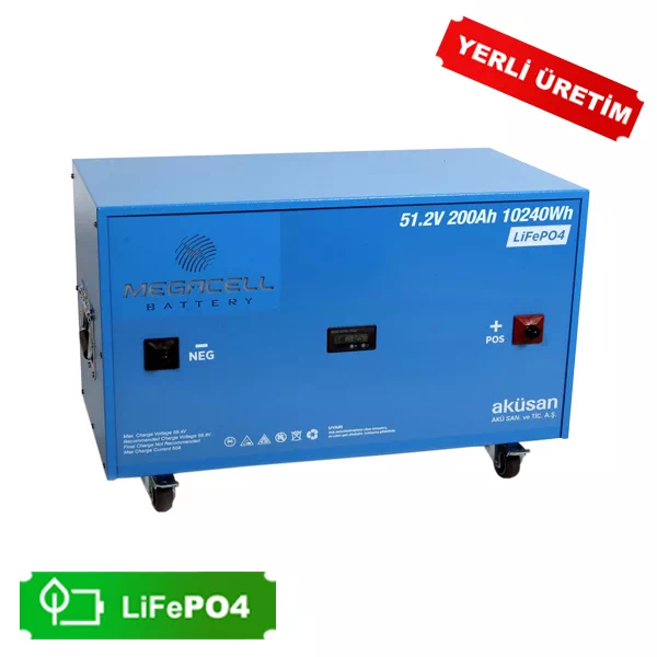 Gezgin Solar | Megacell Lityum Demir Fosfat Akü 51.2 V 200 Ah LiFePO4