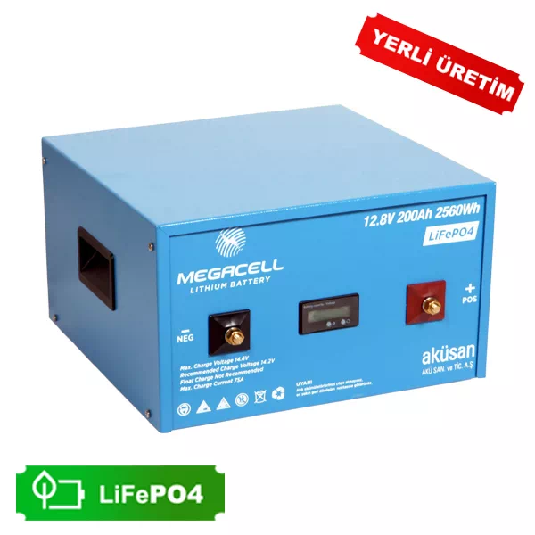 Gezgin Solar | Megacell Lityum Demir Fosfat Akü 12.8 V 200 Ah LiFePO4