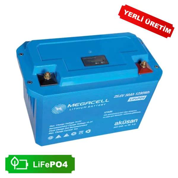 Megacell Solar Lityum Demir Fosfat Akü 25.6 V 50 Ah LiFePO4