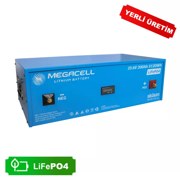 Gezgin Solar | Megacell Lityum Demir Fosfat Akü 25.6 V 200 Ah LiFePO4