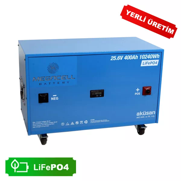 Gezgin Solar | Megacell Lityum Demir Fosfat Akü 25.6 V 400 Ah LiFePO4